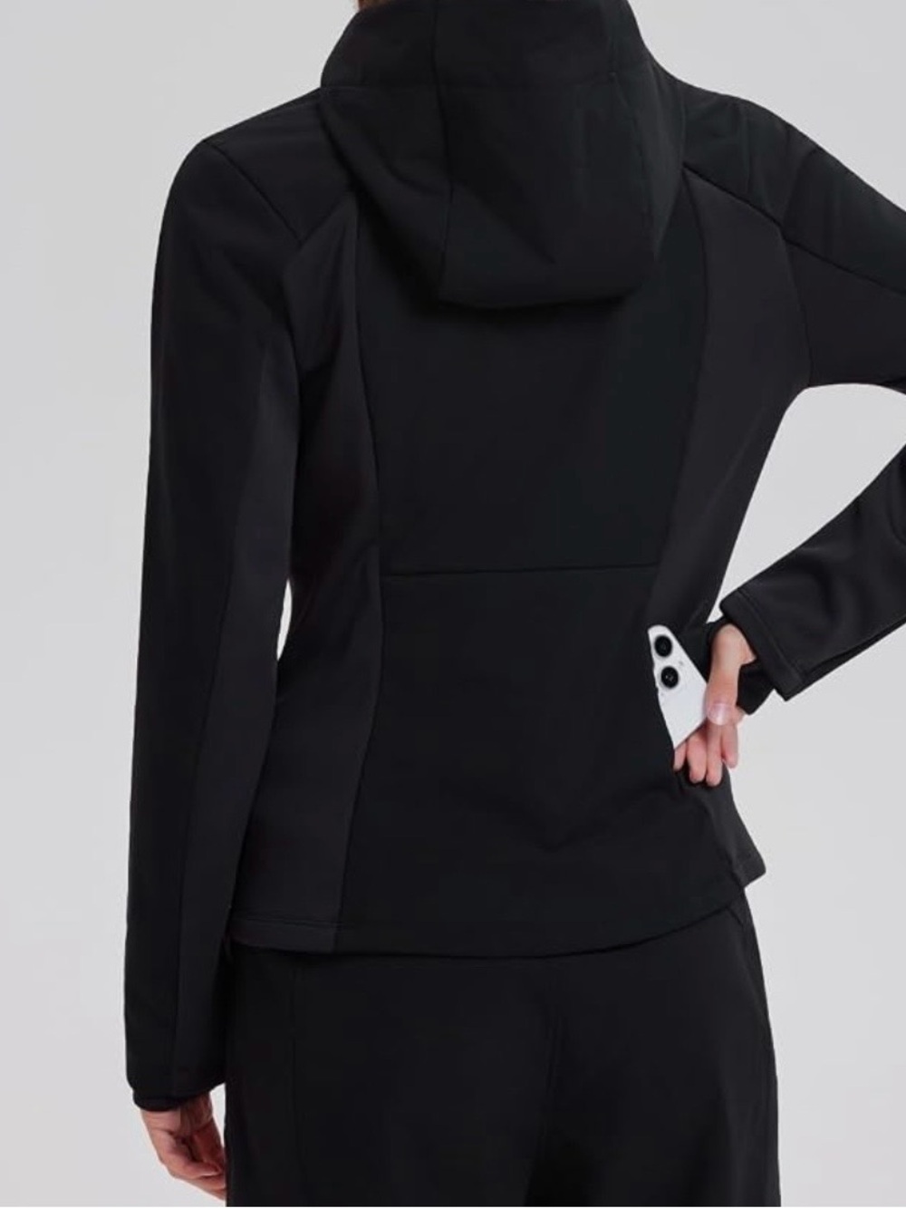Black Hooded Athletic Jacket